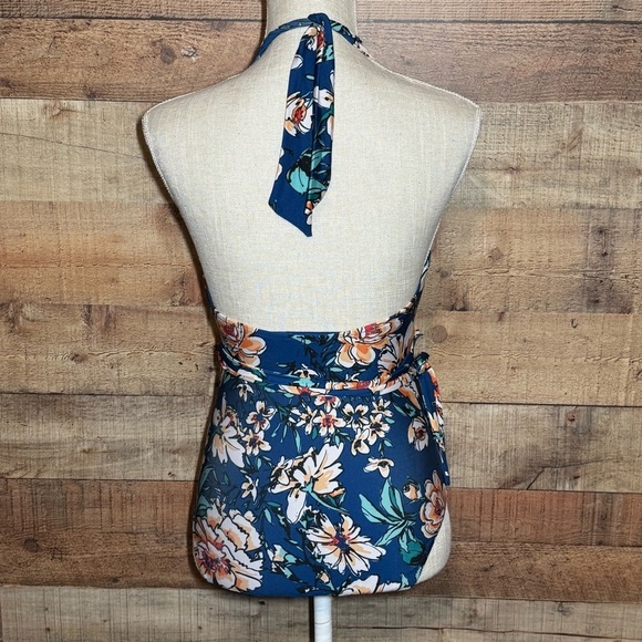 MODCLOTH The Reese One-Piece Blue Floral Swimsuit *no size tag* - Picture 4 of 9